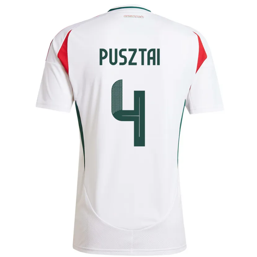 Danxen Niño Camiseta Hungría Sára Pusztai #4 Blanco 2ª Equipación 24-26 La Camisa
