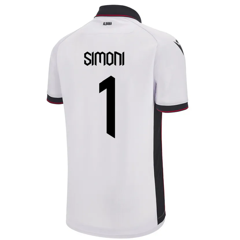 Danxen Niño Camiseta Albania Simon Simoni #1 Blanco 2ª Equipación 24-26 La Camisa