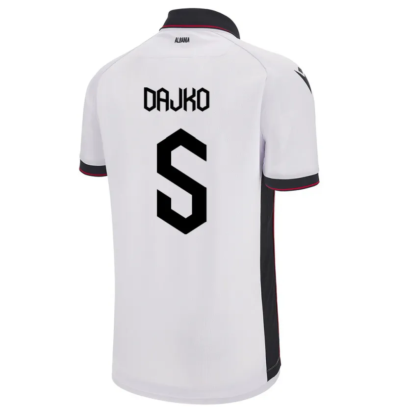 Danxen Niño Camiseta Albania Ajdi Dajko #5 Blanco 2ª Equipación 24-26 La Camisa