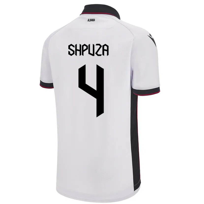 Danxen Niño Camiseta Albania Kleo Shpuza #4 Blanco 2ª Equipación 24-26 La Camisa