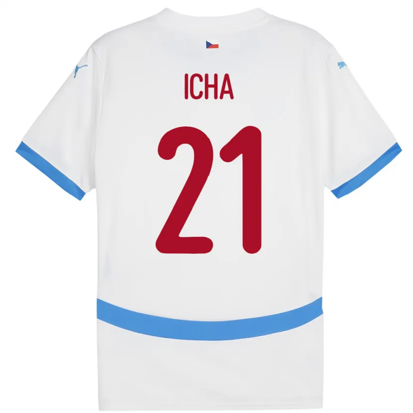 Danxen Niño Camiseta Chequia Marek Icha #21 Blanco 2ª Equipación 24-26 La Camisa