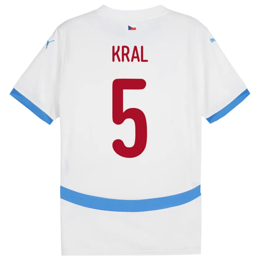 Danxen Niño Camiseta Chequia Tomas Kral #5 Blanco 2ª Equipación 24-26 La Camisa