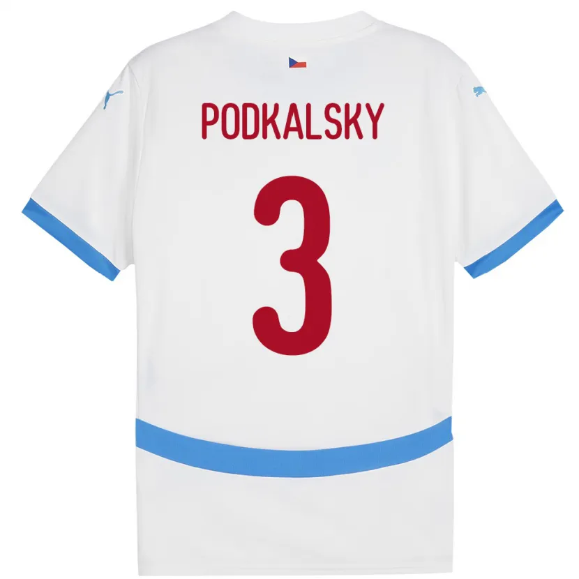 Danxen Niño Camiseta Chequia Jakub Podkalsky #3 Blanco 2ª Equipación 24-26 La Camisa