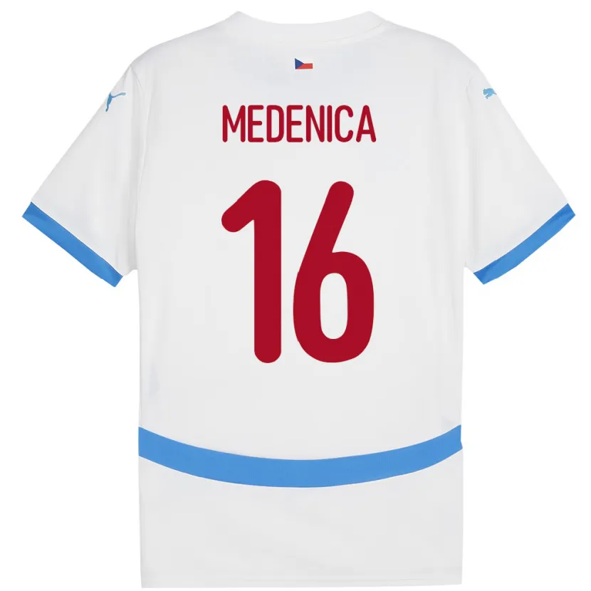 Danxen Niño Camiseta Chequia Djordjije Medenica #16 Blanco 2ª Equipación 24-26 La Camisa