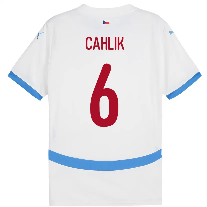 Danxen Niño Camiseta Chequia Jakub Cahlik #6 Blanco 2ª Equipación 24-26 La Camisa
