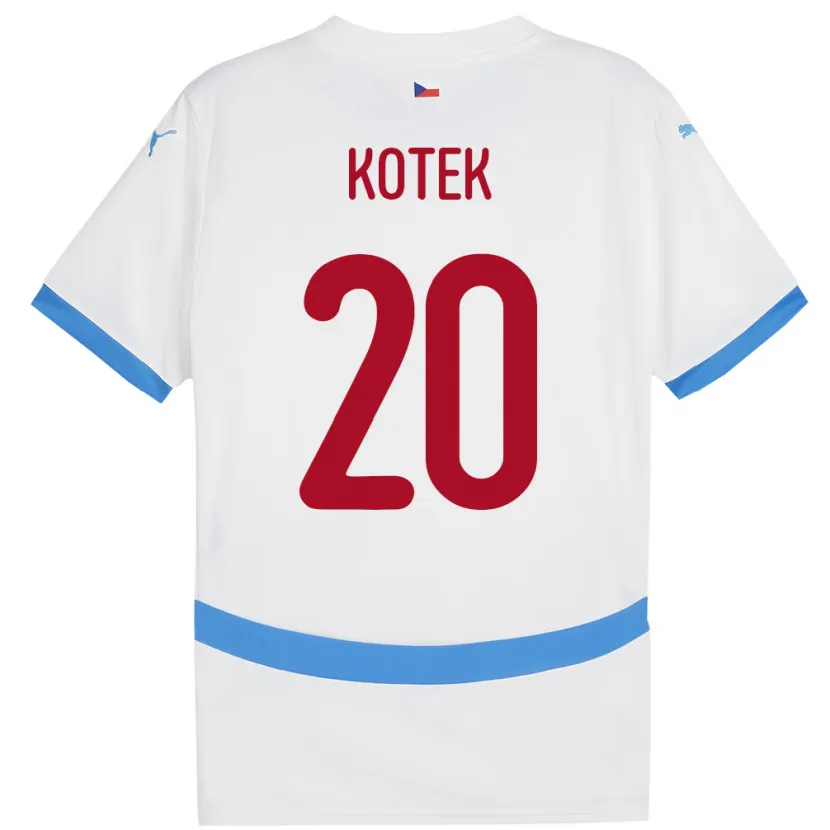 Danxen Niño Camiseta Chequia Tomas Kotek #20 Blanco 2ª Equipación 24-26 La Camisa