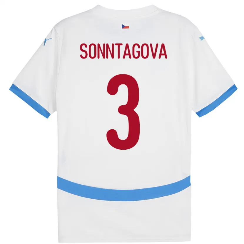 Danxen Niño Camiseta Chequia Eliška Sonntagová #3 Blanco 2ª Equipación 24-26 La Camisa