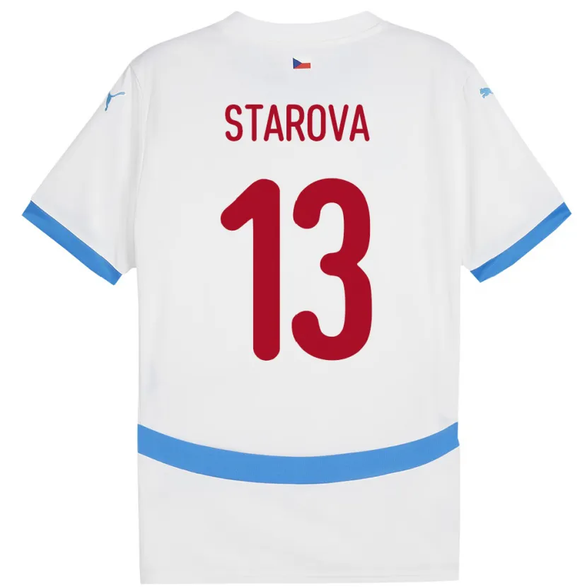 Danxen Niño Camiseta Chequia Antonie Stárová #13 Blanco 2ª Equipación 24-26 La Camisa