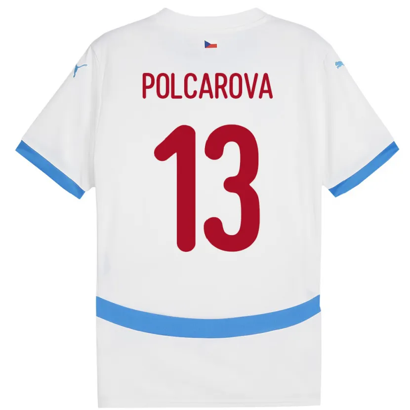 Danxen Niño Camiseta Chequia Barbora Polcarová #13 Blanco 2ª Equipación 24-26 La Camisa