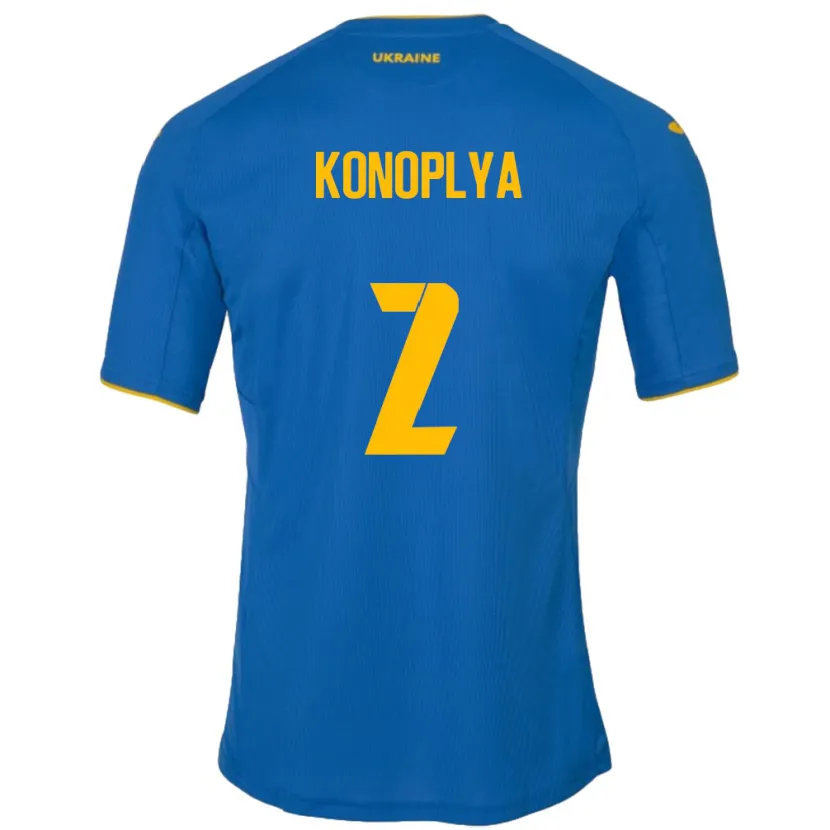 Danxen Niño Camiseta Ucrania Yukhym Konoplya #2 Azul 2ª Equipación 24-26 La Camisa