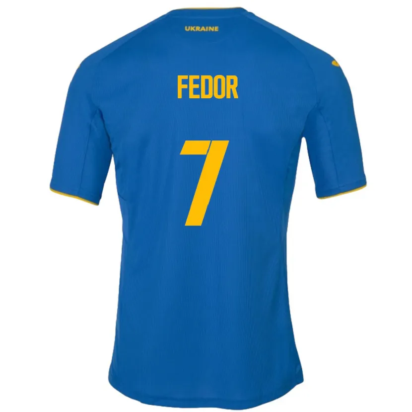Danxen Niño Camiseta Ucrania Oleg Fedor #7 Azul 2ª Equipación 24-26 La Camisa