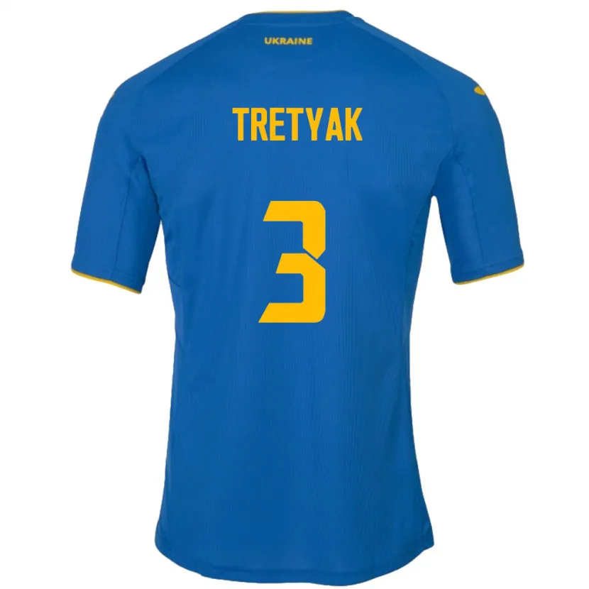 Danxen Niño Camiseta Ucrania Demyan Tretyak #3 Azul 2ª Equipación 24-26 La Camisa