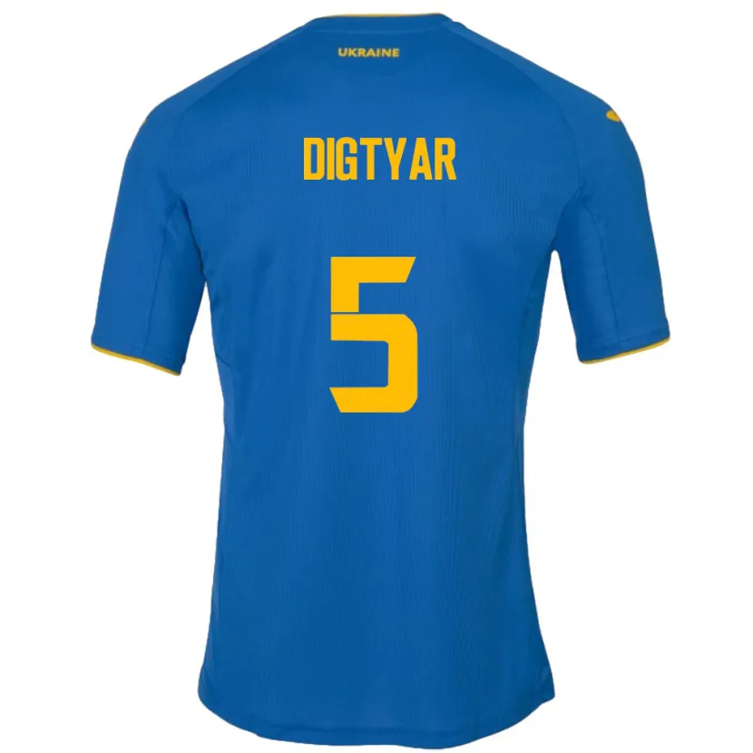 Danxen Niño Camiseta Ucrania Kyrylo Digtyar #5 Azul 2ª Equipación 24-26 La Camisa