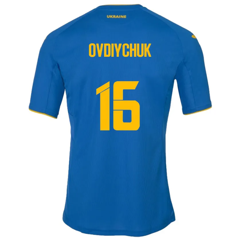 Danxen Niño Camiseta Ucrania Olha Ovdiychuk #16 Azul 2ª Equipación 24-26 La Camisa