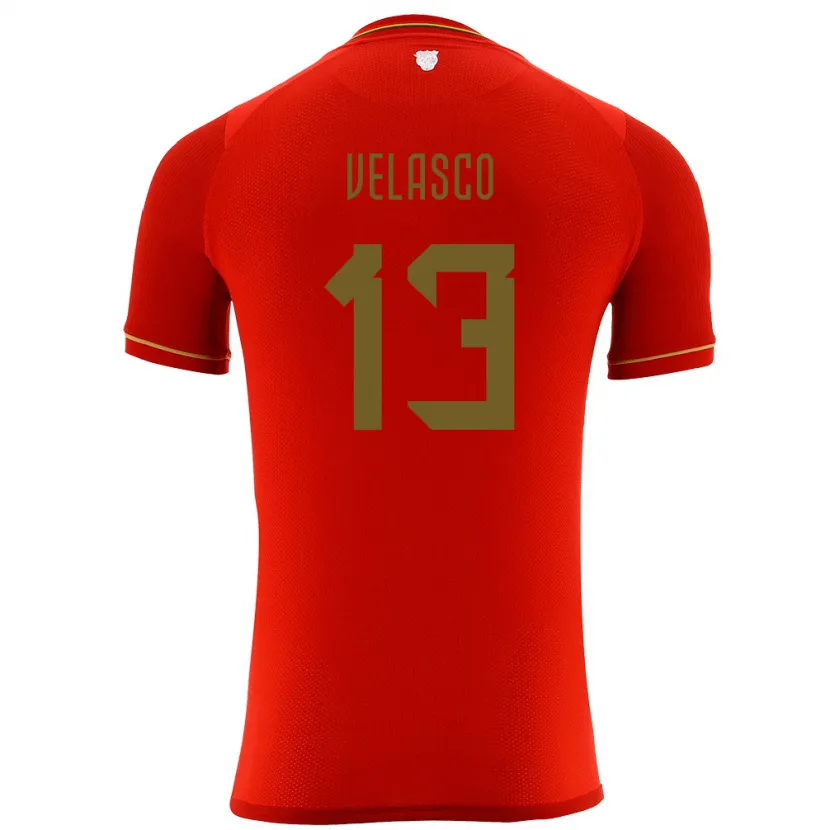 Danxen Niño Camiseta Bolivia Jhon Velasco #13 Rojo 2ª Equipación 24-26 La Camisa
