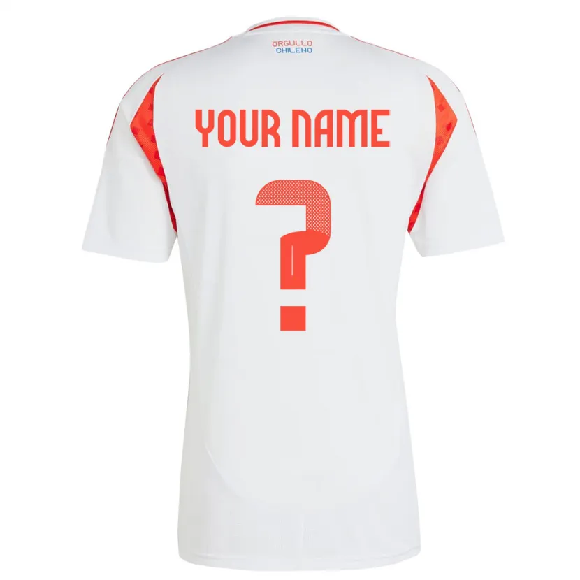 Danxen Niño Camiseta Chile Su Nombre #0 Blanco 2ª Equipación 24-26 La Camisa
