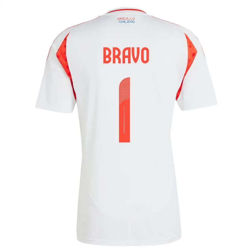 Danxen Niño Camiseta Chile Claudio Bravo #1 Blanco 2ª Equipación 24-26 La Camisa