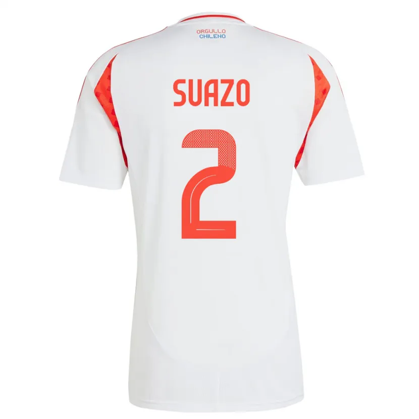 Danxen Niño Camiseta Chile Gabriel Suazo #2 Blanco 2ª Equipación 24-26 La Camisa
