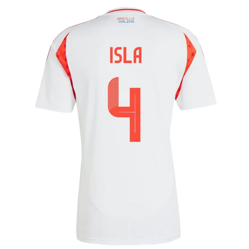 Danxen Niño Camiseta Chile Mauricio Isla #4 Blanco 2ª Equipación 24-26 La Camisa