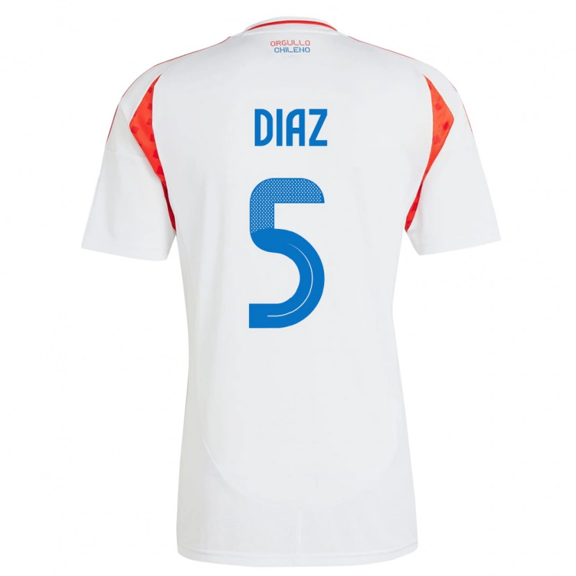 Danxen Niño Camiseta Chile Paulo Díaz #5 Blanco 2ª Equipación 24-26 La Camisa