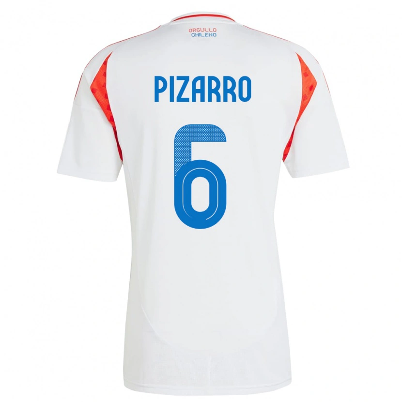 Danxen Niño Camiseta Chile Vicente Pizarro #6 Blanco 2ª Equipación 24-26 La Camisa