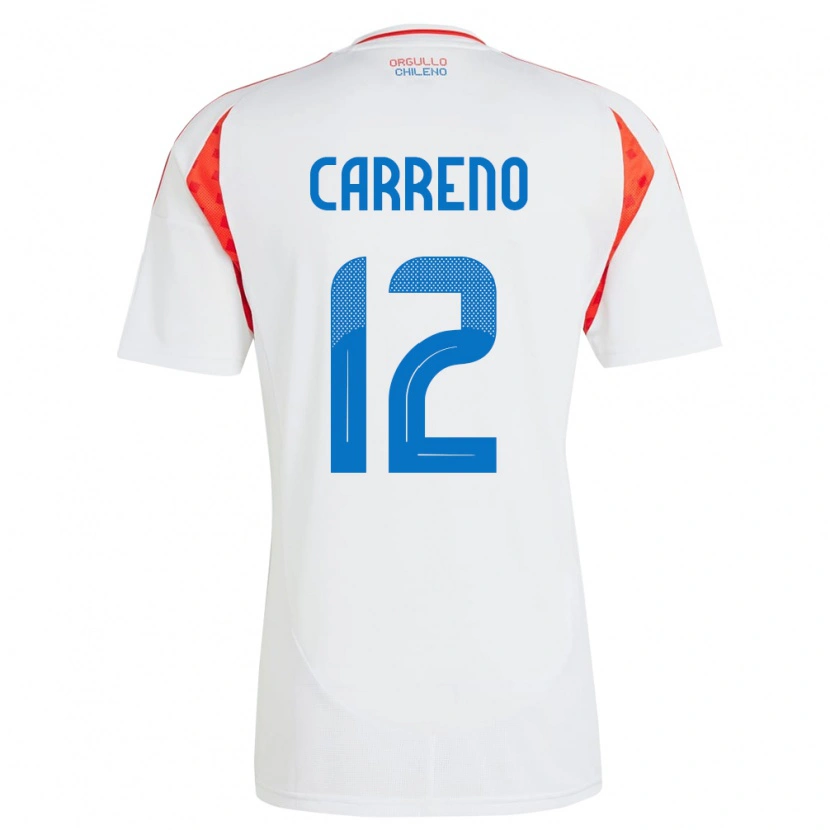 Danxen Niño Camiseta Chile Diego Carreño #12 Blanco 2ª Equipación 24-26 La Camisa