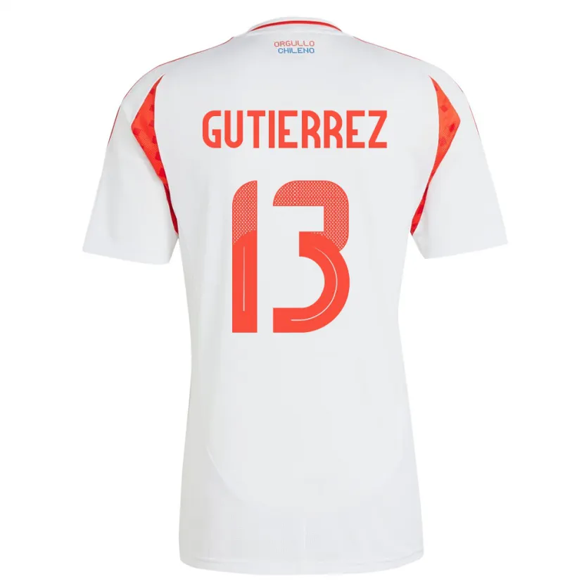 Danxen Niño Camiseta Chile Daniel Gutiérrez #13 Blanco 2ª Equipación 24-26 La Camisa