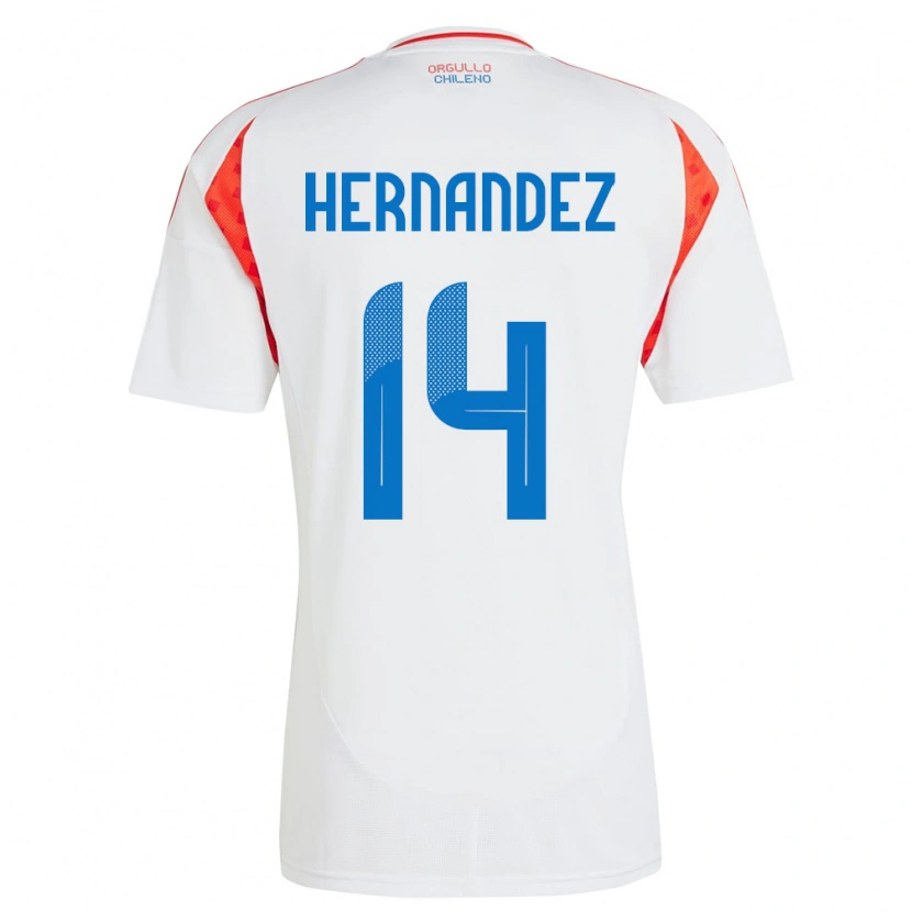 Danxen Niño Camiseta Chile Leandro Hernández #14 Blanco 2ª Equipación 24-26 La Camisa