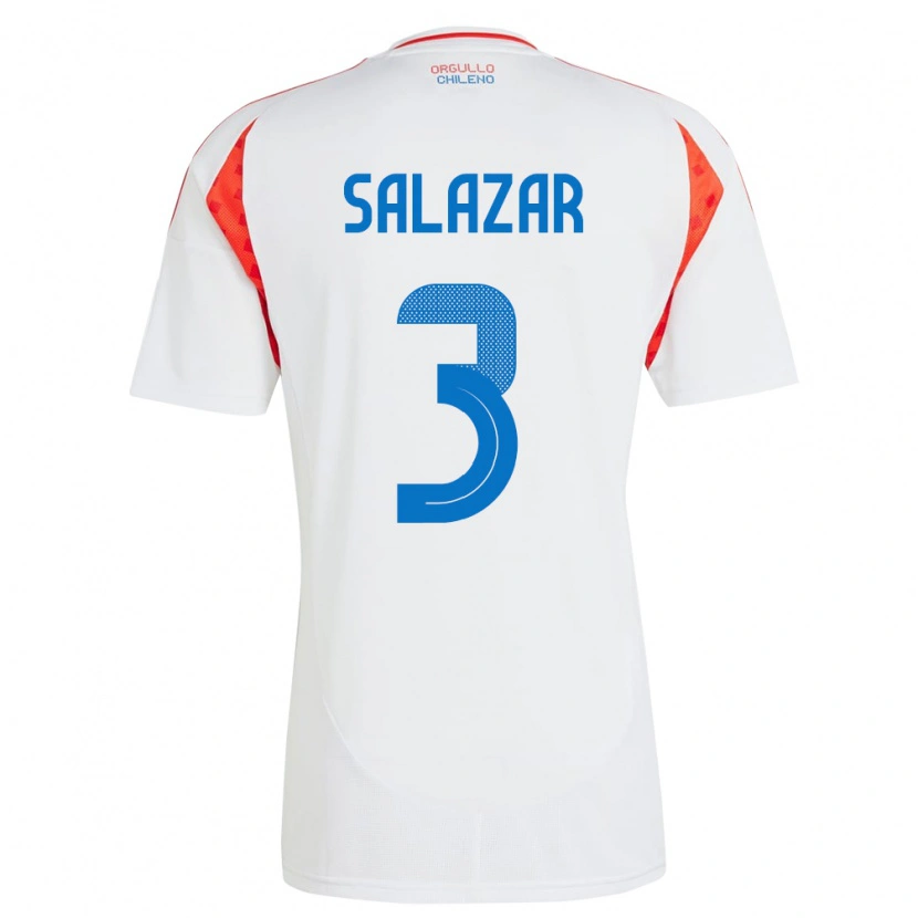 Danxen Niño Camiseta Chile Yahir Salazar #3 Blanco 2ª Equipación 24-26 La Camisa