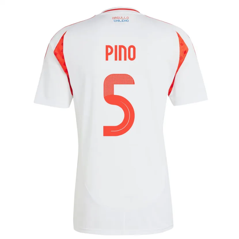 Danxen Niño Camiseta Chile Sebastián Pino #5 Blanco 2ª Equipación 24-26 La Camisa