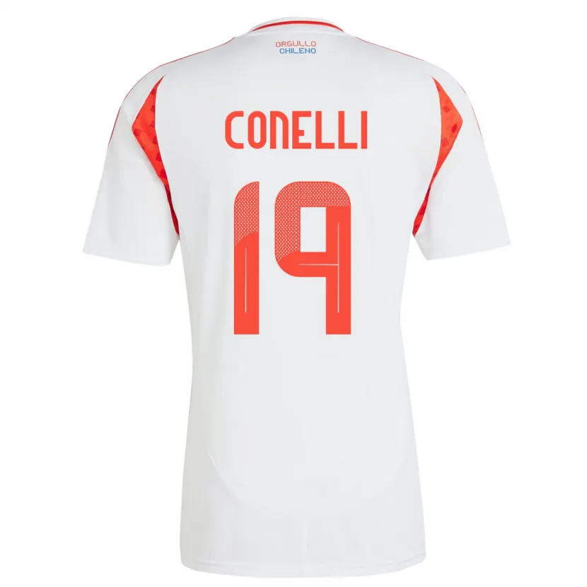 Danxen Niño Camiseta Chile Vicente Conelli #19 Blanco 2ª Equipación 24-26 La Camisa