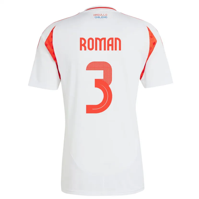 Danxen Niño Camiseta Chile Iván Román #3 Blanco 2ª Equipación 24-26 La Camisa