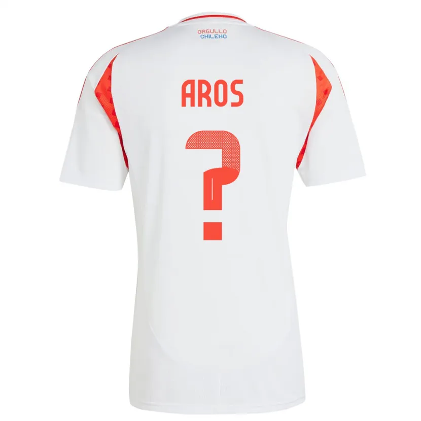 Danxen Niño Camiseta Chile Vicente Aros #0 Blanco 2ª Equipación 24-26 La Camisa