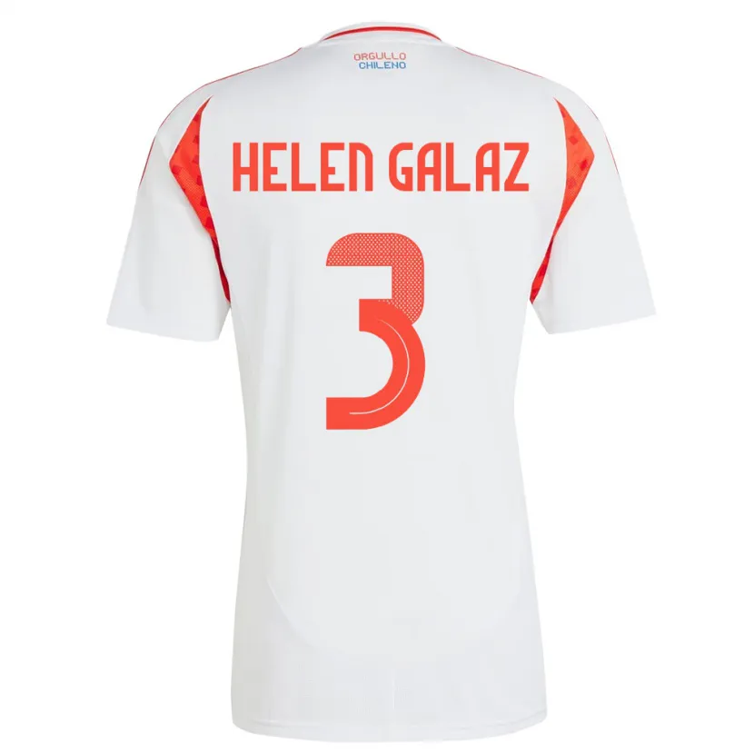 Danxen Niño Camiseta Chile Su Helen Galaz #3 Blanco 2ª Equipación 24-26 La Camisa
