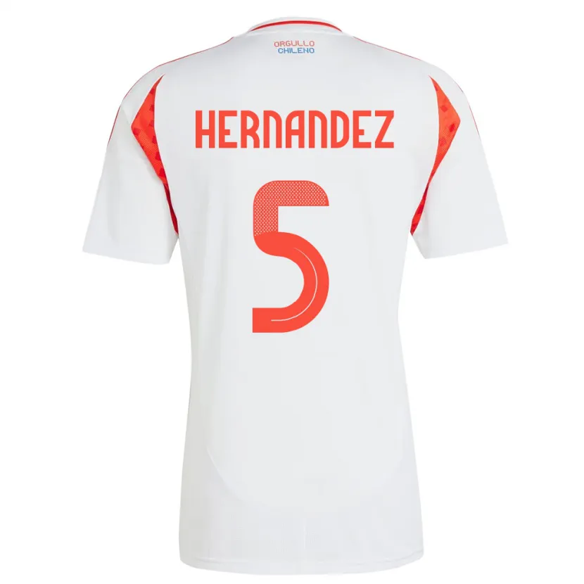 Danxen Niño Camiseta Chile Monserrat Hernández #5 Blanco 2ª Equipación 24-26 La Camisa