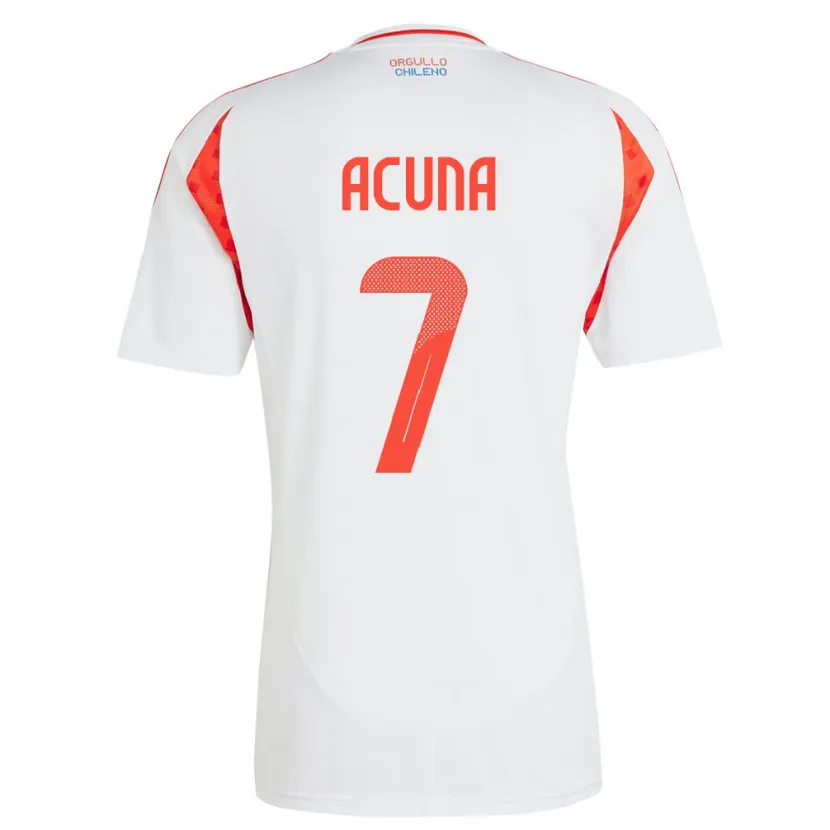 Danxen Niño Camiseta Chile Yenny Acuña #7 Blanco 2ª Equipación 24-26 La Camisa