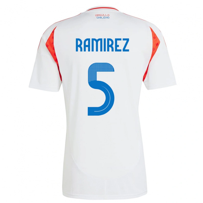 Danxen Niño Camiseta Chile Fernanda Ramírez #5 Blanco 2ª Equipación 24-26 La Camisa