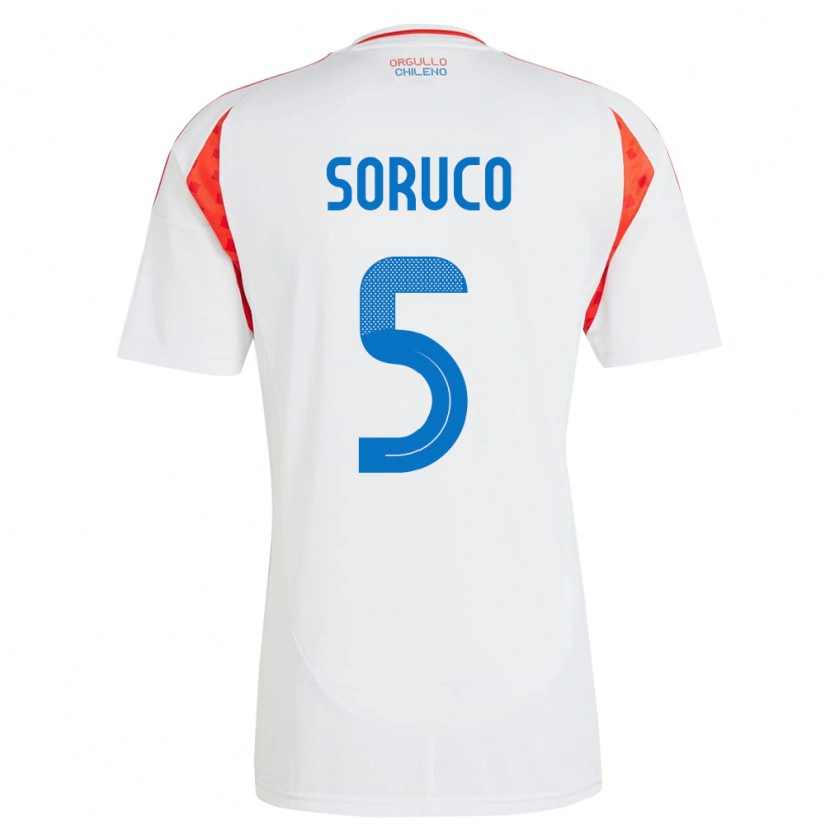 Danxen Niño Camiseta Chile Ámbar Soruco #5 Blanco 2ª Equipación 24-26 La Camisa