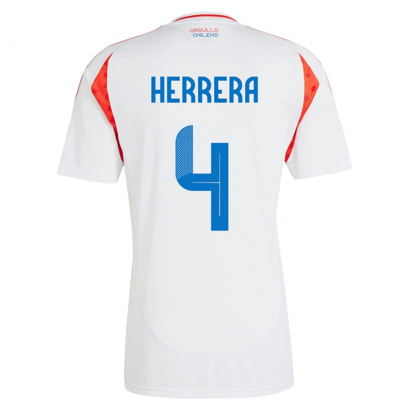 Danxen Niño Camiseta Chile Claudia Herrera #4 Blanco 2ª Equipación 24-26 La Camisa