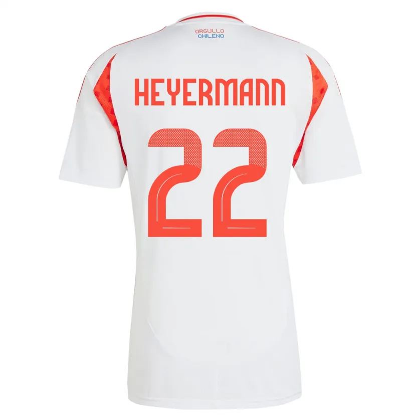 Danxen Niño Camiseta Chile Agustina Heyermann #22 Blanco 2ª Equipación 24-26 La Camisa