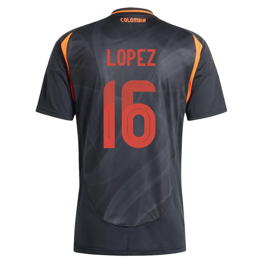 Danxen Niño Camiseta Colombia William López #16 Negro 2ª Equipación 24-26 La Camisa