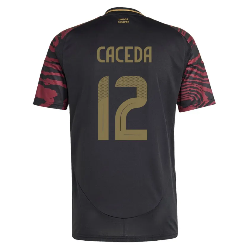 Danxen Niño Camiseta Perú Carlos Cáceda #12 Negro 2ª Equipación 24-26 La Camisa