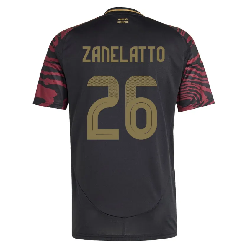 Danxen Niño Camiseta Perú Franco Zanelatto #26 Negro 2ª Equipación 24-26 La Camisa