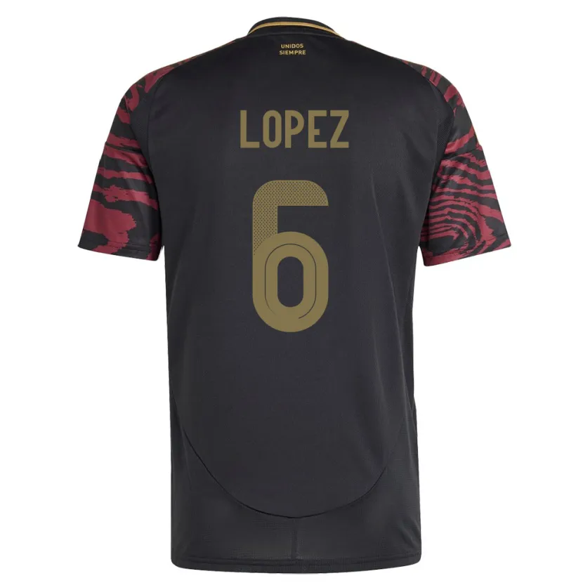 Danxen Niño Camiseta Perú Marcos López #6 Negro 2ª Equipación 24-26 La Camisa