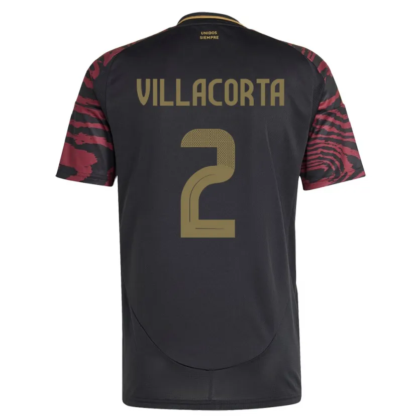 Danxen Niño Camiseta Perú Anderson Villacorta #2 Negro 2ª Equipación 24-26 La Camisa