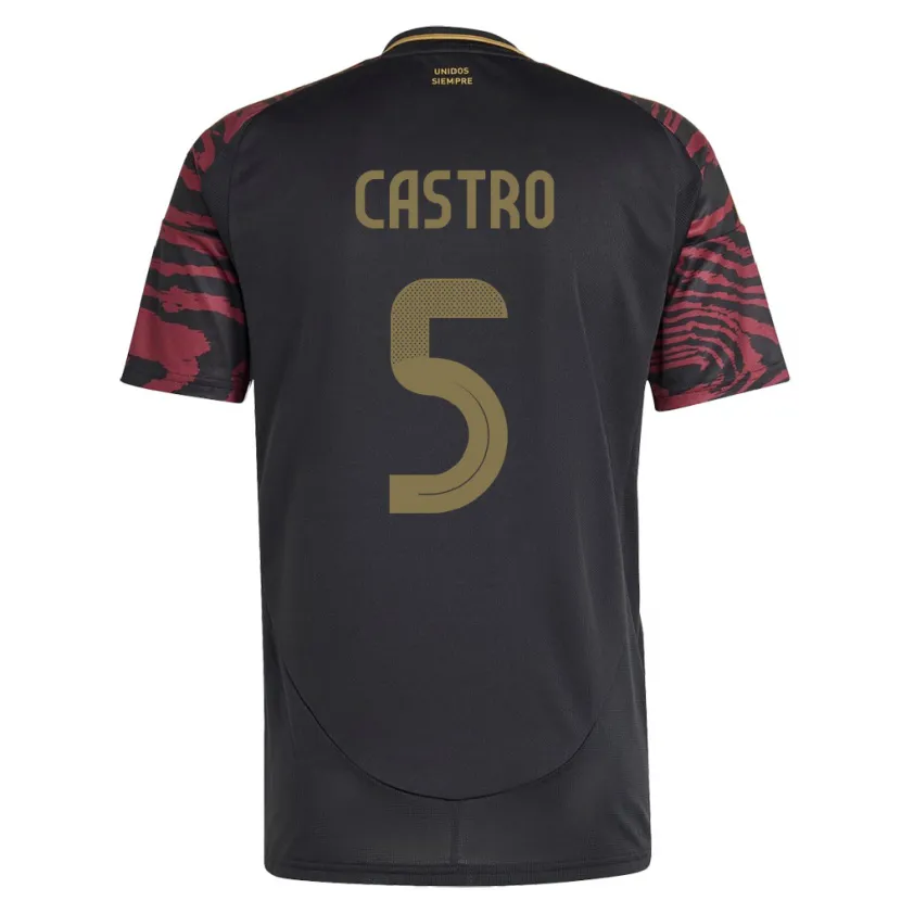 Danxen Niño Camiseta Perú Rosa Castro #5 Negro 2ª Equipación 24-26 La Camisa