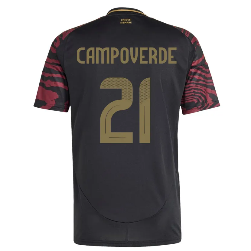 Danxen Niño Camiseta Perú Luz Campoverde #21 Negro 2ª Equipación 24-26 La Camisa