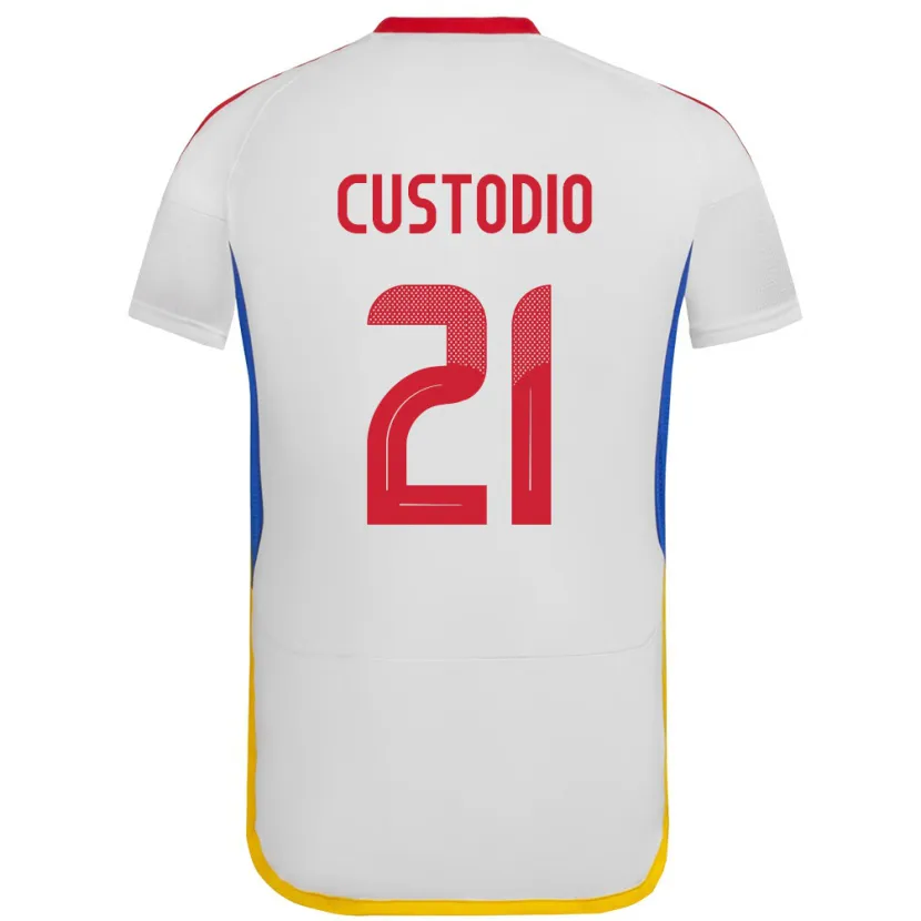 Danxen Niño Camiseta Venezuela Alex Custodio #21 Blanco 2ª Equipación 24-26 La Camisa