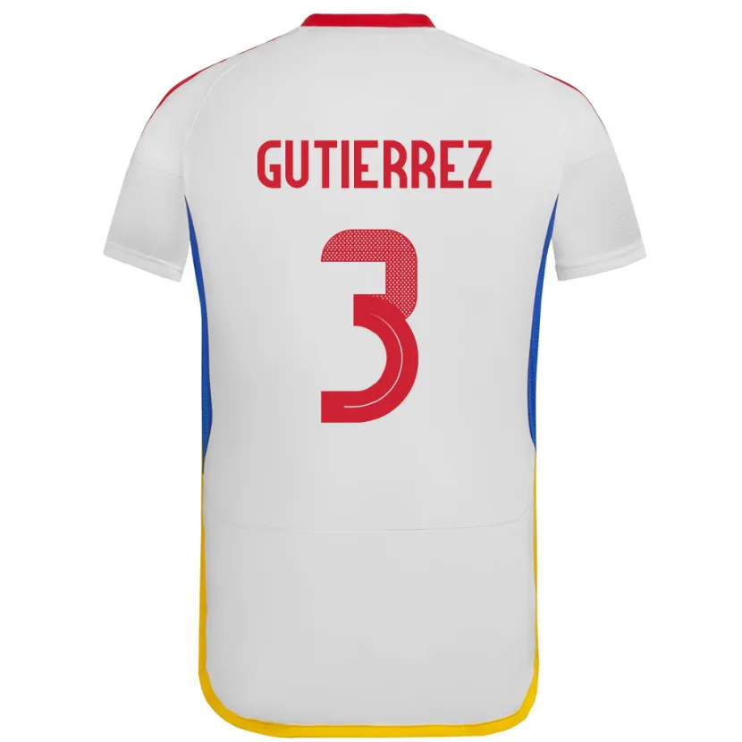 Danxen Niño Camiseta Venezuela Nairelis Gutiérrez #3 Blanco 2ª Equipación 24-26 La Camisa
