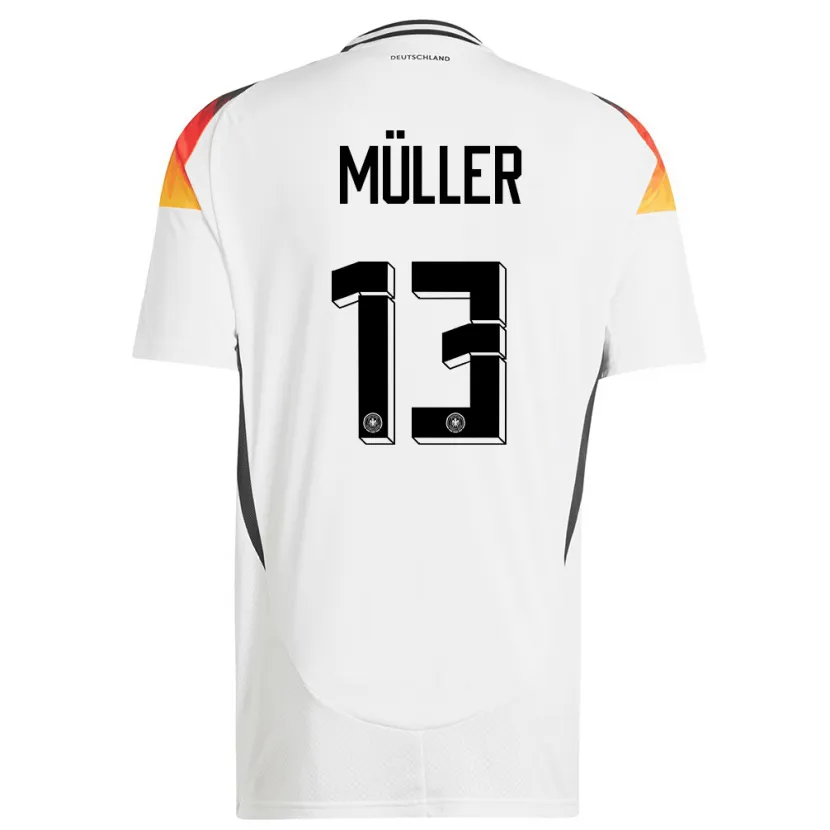 Danxen Hombre Camiseta Alemania Thomas Muller #13 Blanco 1ª Equipación 24-26 La Camisa